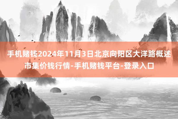 手机赌钱2024年11月3日北京向阳区大洋路概述市集价钱行情-手机赌钱平台-登录入口