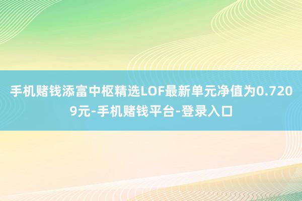 手机赌钱添富中枢精选LOF最新单元净值为0.7209元-手机赌钱平台-登录入口