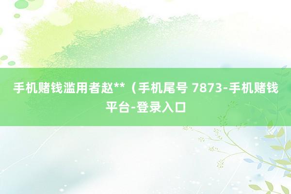 手机赌钱滥用者赵**（手机尾号 7873-手机赌钱平台-登录入口