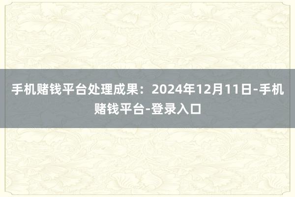 手机赌钱平台处理成果：2024年12月11日-手机赌钱平台-登录入口
