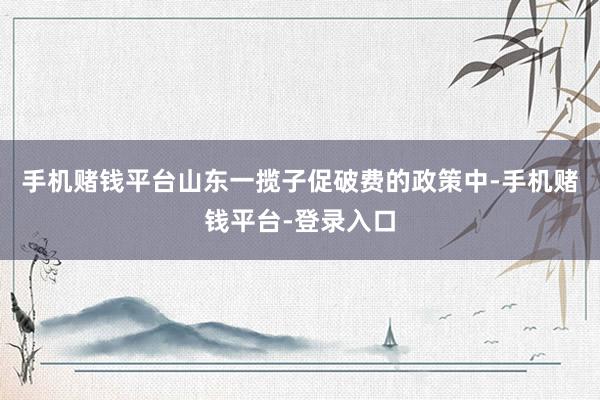 手机赌钱平台山东一揽子促破费的政策中-手机赌钱平台-登录入口