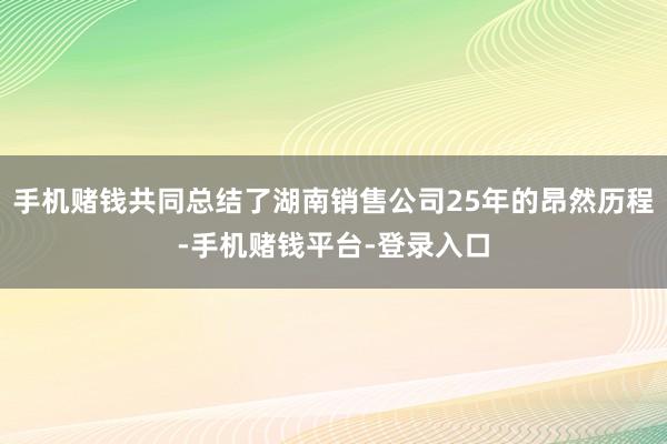 手机赌钱共同总结了湖南销售公司25年的昂然历程-手机赌钱平台-登录入口