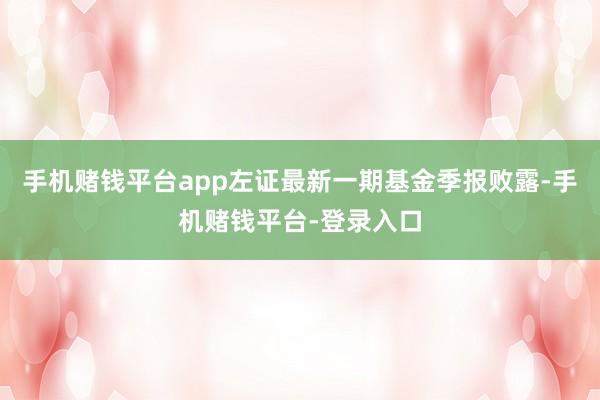 手机赌钱平台app左证最新一期基金季报败露-手机赌钱平台-登录入口