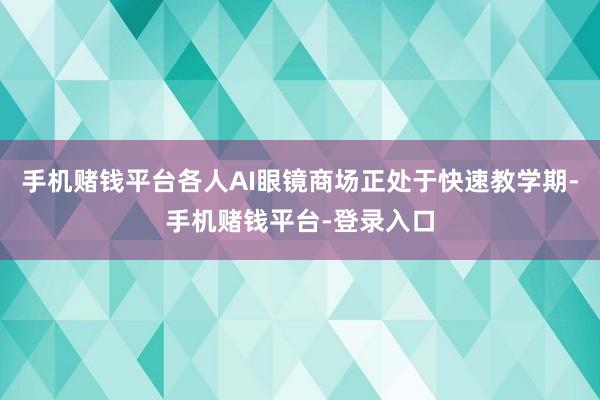 手机赌钱平台各人AI眼镜商场正处于快速教学期-手机赌钱平台-登录入口